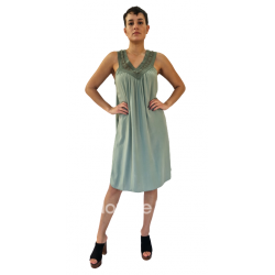 Φόρεμα κοντό βαμβακερό-βισκόζη με τιράντες και δαντέλα 